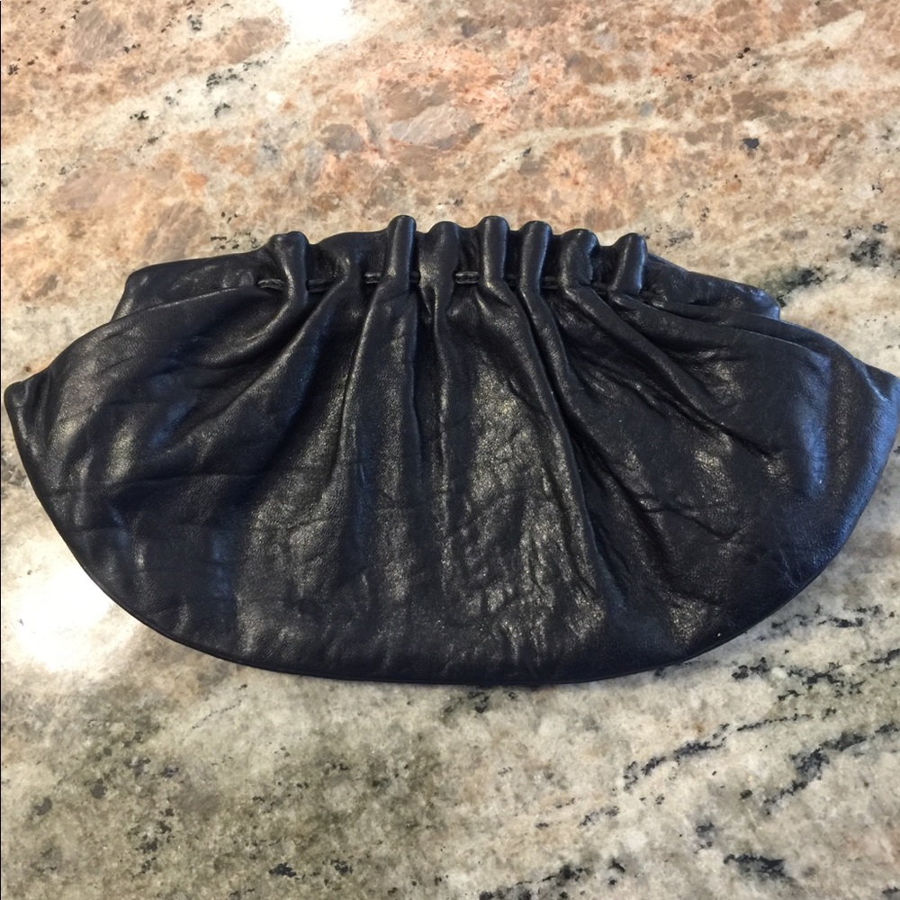NWOT Banana Republic Black Lambskin Clutch